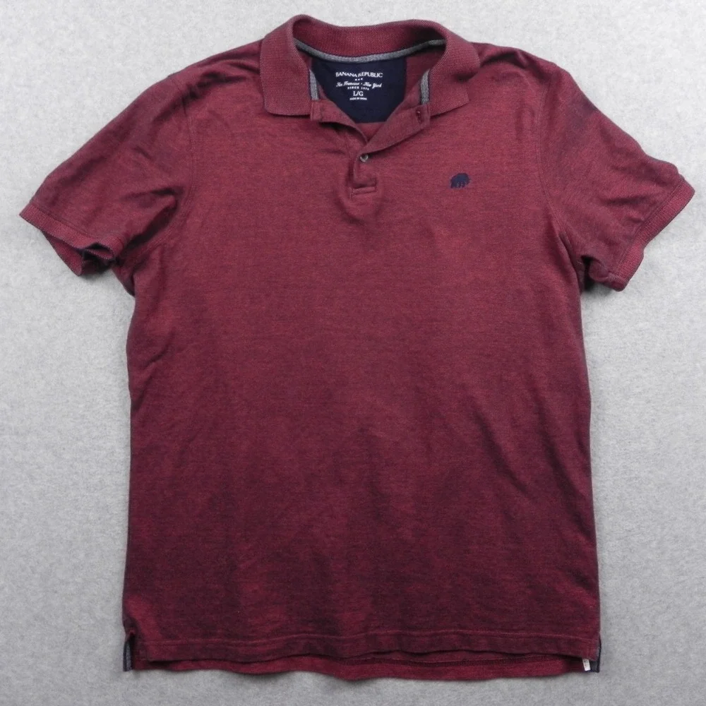 Banana Republic Polo Shirt Mens Large Golf Casual Knit Logo Red Short Sleeve